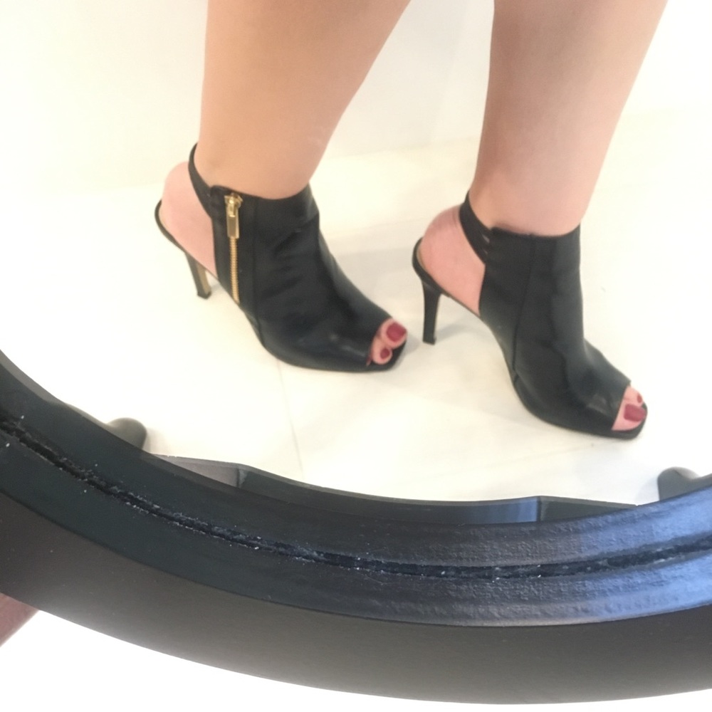 INC black leather peep toe with side zipper